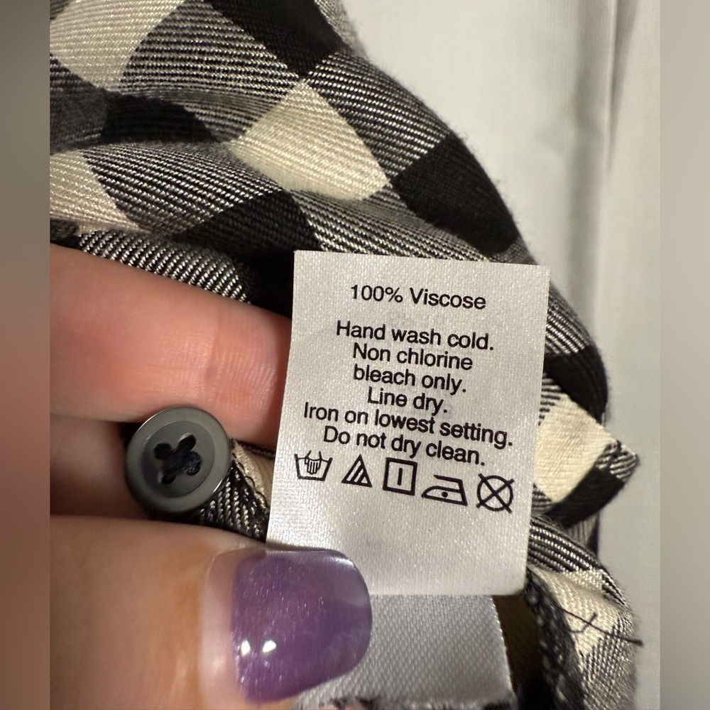 Madewell Black and White Buffalo Plaid Oversized Button Up Top XS - Picture 7 of 8